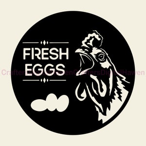 Oeufs frais signe svg, vecteur de signe de poulet, Art imprimable, fichier pour couper, dxf pour plasma, fichier coupé pour lasar, clipart de poulet