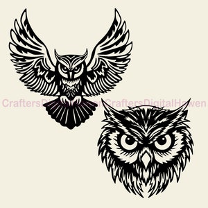 Eulen svg, Eule geschnitten Datei, Wildtier Vektor, dxf Datei für Plotter, Eule geschnitten für Laser, Holz Wandkunst, Vinyl-Shirt-Design, bedruckbare Kunst