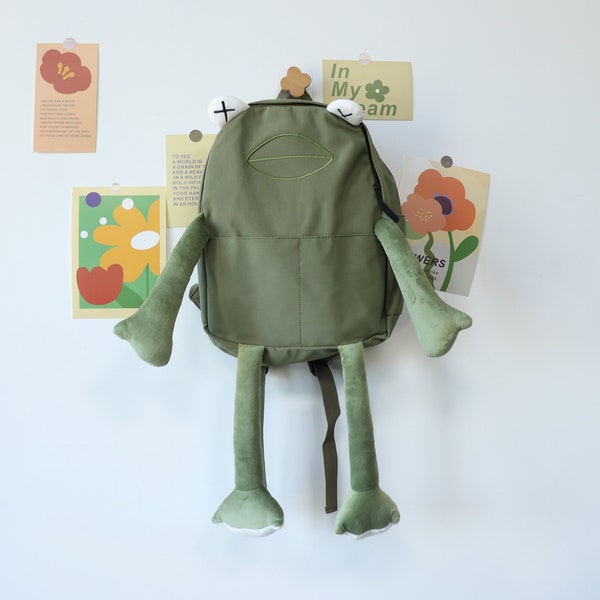 Frog Backpack, Cartoon Bag, Student Leisure Backpack, Cute Long Legs Frog Bag, Multi-pocket Large Capacity Bag,School Bag