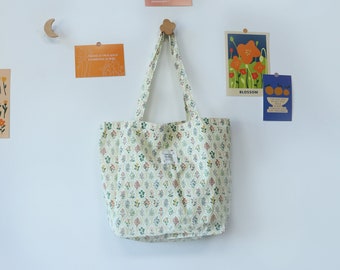 Tote Bag Large Capacity, Floral Canvas Shoulder Bag, Carry-on Shopping Bag,Summer Flowers Tote Bag,Large Capacity Bag,Daily Bag