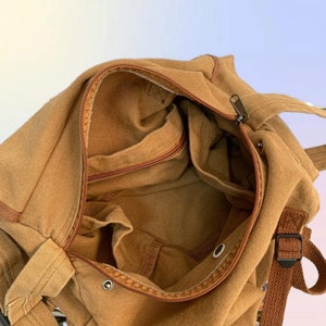 Canvas Bag for Women and Men,Crossbody Bag Shoulder Bag, Large Capacity Bag, Canvas Bag Summer,Multiple Pockets Messenger Bags,Daily Bag Brown