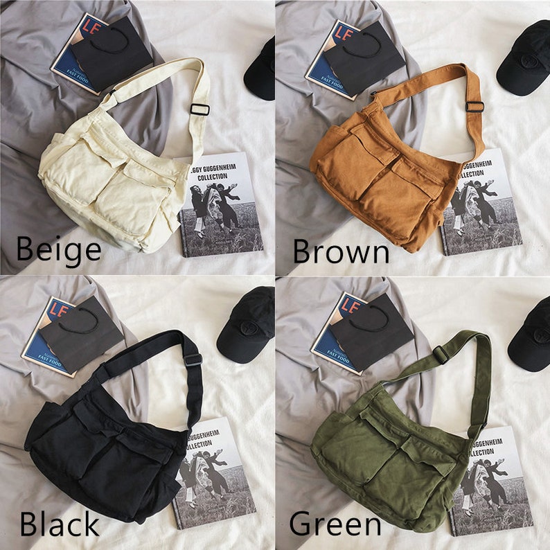 Crossbody Bag Shoulder Bag, Large Capacity Tooling Canvas Bag, Canvas Bag Summer,Multiple Pockets Messenger Bags,Daily Bag zdjęcie 5
