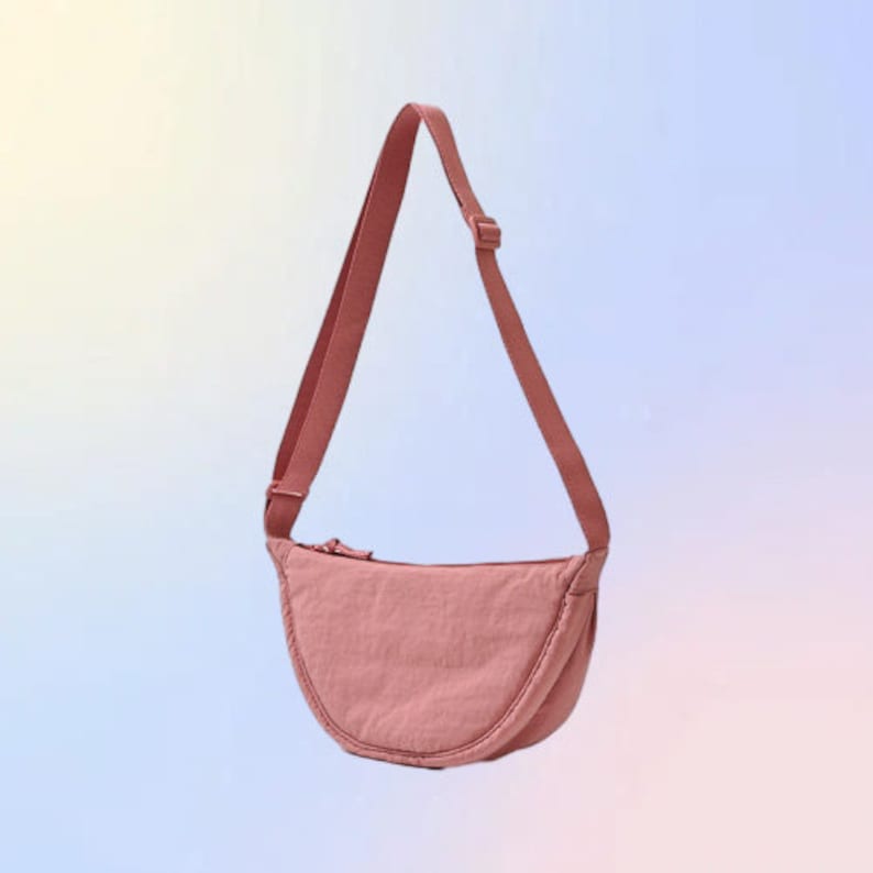 Dumpling Bag,Nylon Crossbody Bag,Underarm Bag, Multi-Pocket Vintage Crossbody Bag,Simple canvas bag,Gift For Her. peach pink