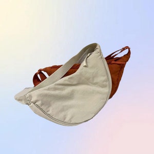 Dumpling Bag,Nylon Crossbody Bag,Underarm Bag, Multi-Pocket Vintage Crossbody Bag,Simple canvas bag,Gift For Her. white