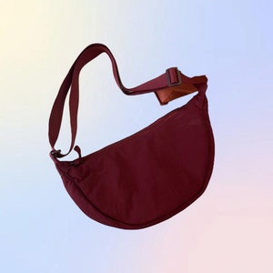 Dumpling Bag,Nylon Crossbody Bag,Underarm Bag, Multi-Pocket Vintage Crossbody Bag,Simple canvas bag,Gift For Her. wine red