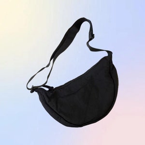 Dumpling Bag,Nylon Crossbody Bag,Underarm Bag, Multi-Pocket Vintage Crossbody Bag,Simple canvas bag,Gift For Her. Black