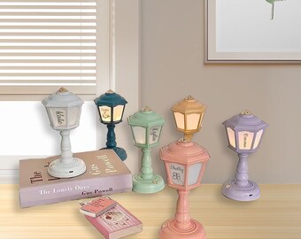 Simple LED Decorative Bedside Night Lamp, Mini Cute Little Ornament Lamp For Desk, Macaron Mini Street Lamp,Retro Solid Color Desk Lamp