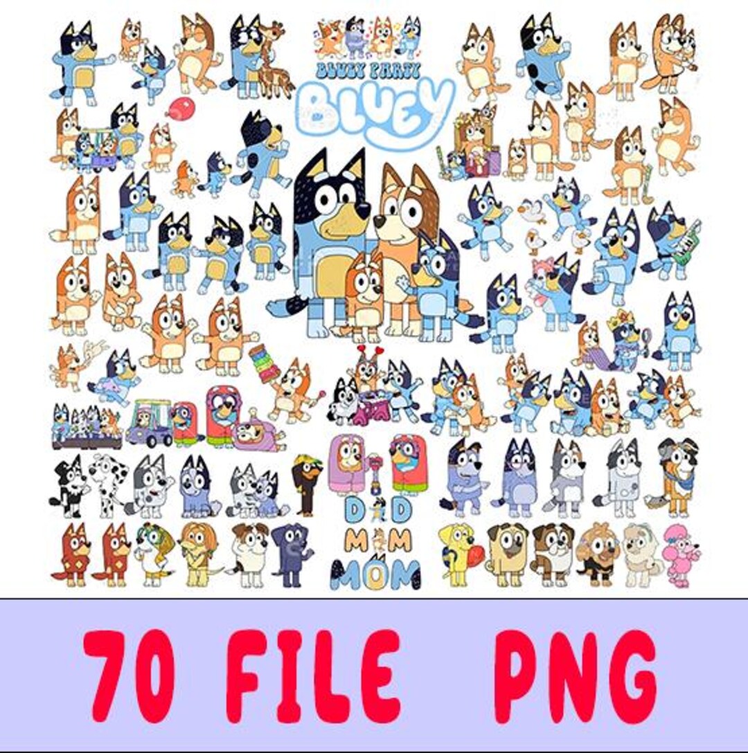 70 Png Bluey Bundle, Bluey Cut Files for Cricut, Bluey Clipart, Bluey ...
