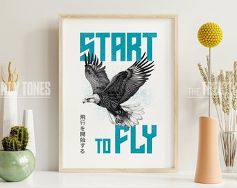 Eagle Poster, Symbol Poster, Eagle Wall Art, Printable, American Eagle, Modern Animal Art, Start to Fly, Eagle illustration wall, Eagle