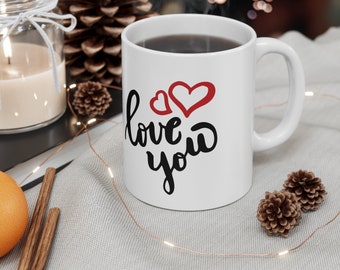 Valentine s Day Ceramic Mug, coffee cup , Tea mug , gift with love ,