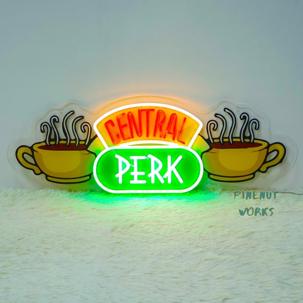 Friends Central Perk Enseigne néon LED,Café-Bar|Enseigne lumineuse murale de cuisine,Décoration d'intérieur Friends,Idées cadeaux amis,Cadeaux pour amateurs de café