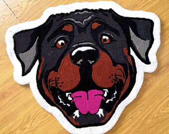 Handmade Rotweiller Rug l Tufting Rug l Personalized Rug l Handmade Dog l Pet Gift