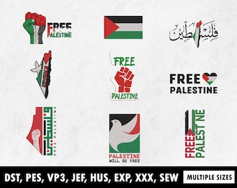 Palestine Flag Embroidery Designs, Map, Dove (DST, PES, JEF)