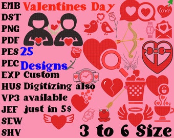 Valentine's Day Embroidery Designs: 25 Machine Files