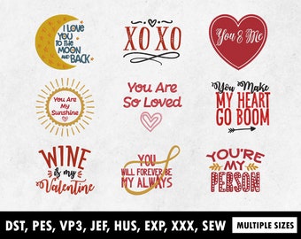 Valentine's Day Embroidery Designs, Machine Embroidery Files (Digital Download)