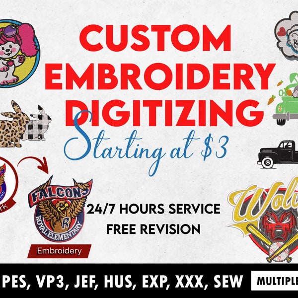 Custom Embroidery Digitize, Embroidery Digitize, Custom Digitize, DST File, Digitize Embroidery, Embroidery File, Embroidery Digitizing, PES