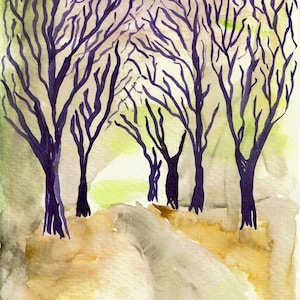 Parkallee im Winter, Postkarte, Strukturpapier