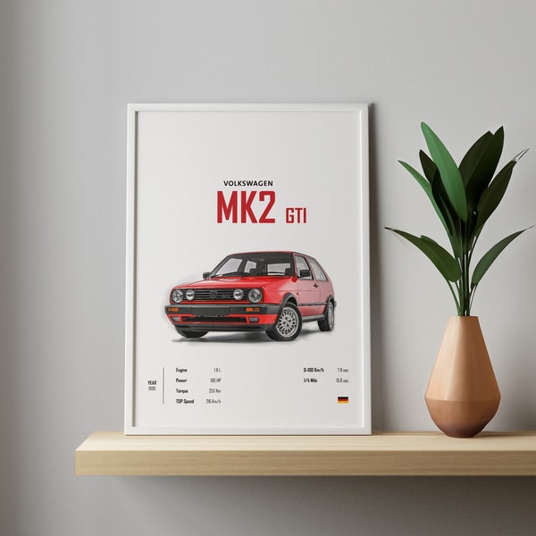 MK2 Volkswagen GOLF GTI poster Car Poster Digital Audi BMW Digital Print for Kids Boys Room supercar Decor Children Home Office Nursery