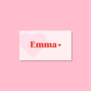 Elegant Place Card Template, Girl, Pink Red, Dinner Party, Printable, Digital Template, INSTANT DOWNLOAD, Love Heart image 3