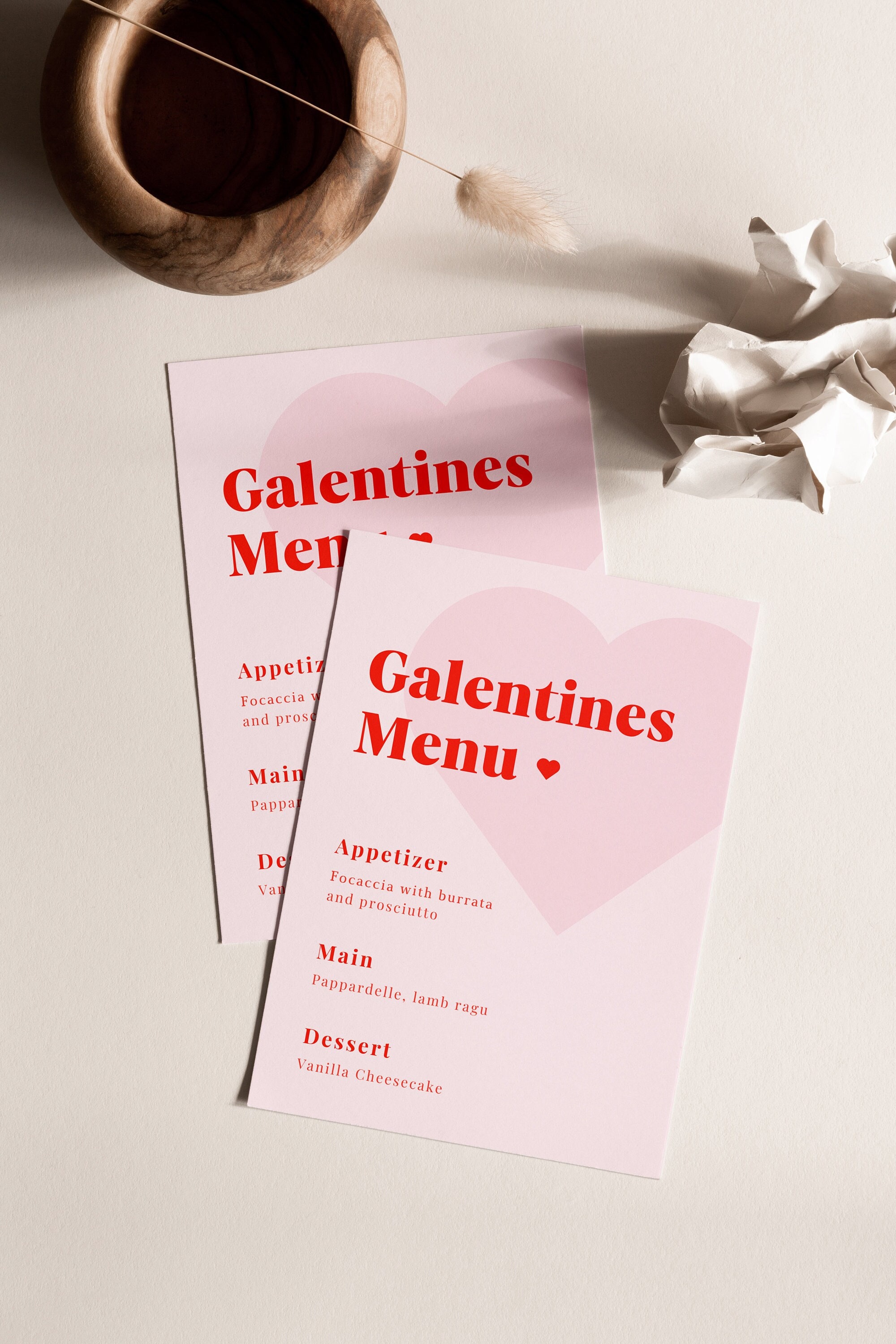 Elegant Galentines Menu, Pink Red Editable Template, Instant Download ...