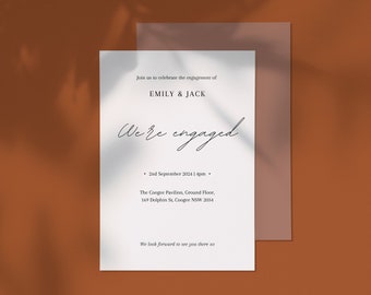 Elegant Engagement Party Invitation Template-Engagement Celebration Invite, Engagement Invite Digital, Simple Editable Instant Download