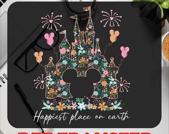 Happiest Place Floral Castle DTF Transfer, Ready To Press