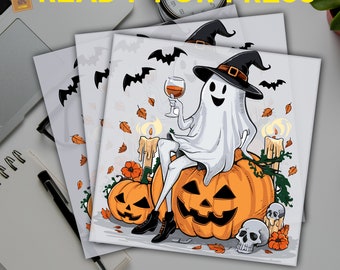 Halloween Fall Witchy Ghost Witch Ready To Press, Spooky Ghost Dtf, Ghosts Dtf Transfers, Halloween Dtf Transfers, Pumpkin Dtf Transfer