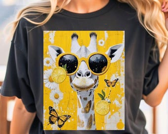 Summer Giraffe DTF Transfer, Tropical Beach Pool Ready to Press,  Leopard Giraffe