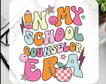 School Counselor Era Retro DTF Transfer: Teacher Shirt Design