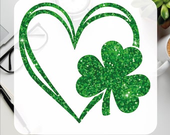Four Leaf Clover Heart DTF Transfer - St Patrick's Day Ready to Press