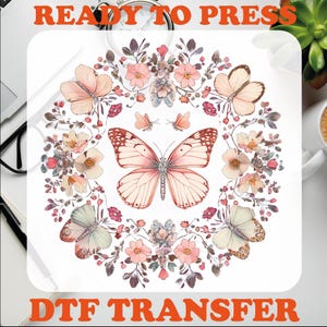 Butterfly Wildflowers Ready To Press, Boho Butterfly Dtf Transfer, Cute Butterfly Design Dtf , Natural Aesthetic Dtf, Butterfly with Flowers