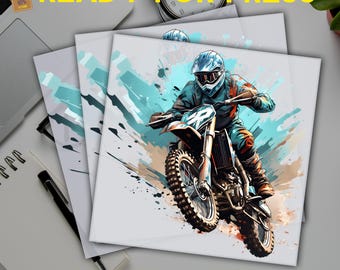 Watercolor Motorcycle DTF Transfer, Ready To Press