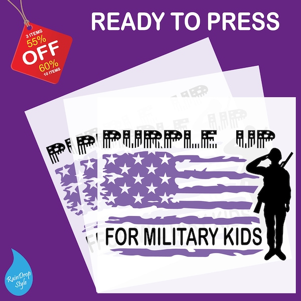 Purple Up DTF Transfer, Purple Up Ready To Press, Heat Press Transfer, Direct To Film, Dtf Transfers, Month Of The Military Child