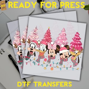 Mickey Disneyland Pink Christmas DTF Transfer, Mickey&#39;s Very Merry Christmas Ready To Press, Pink Christmas Tree Dtf, Disney Girl Christmas