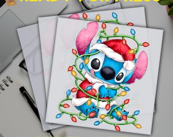 Stitch Christmas Dtf Transfer, Merry Stitch Ready to Press, Christmas Stitch Dtf Transfer, Xmas Disney Hoodie Heat Press,Stitch Xmas