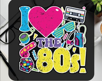Retro I Love 80s DTF Heat Transfer: Music Shirt Design
