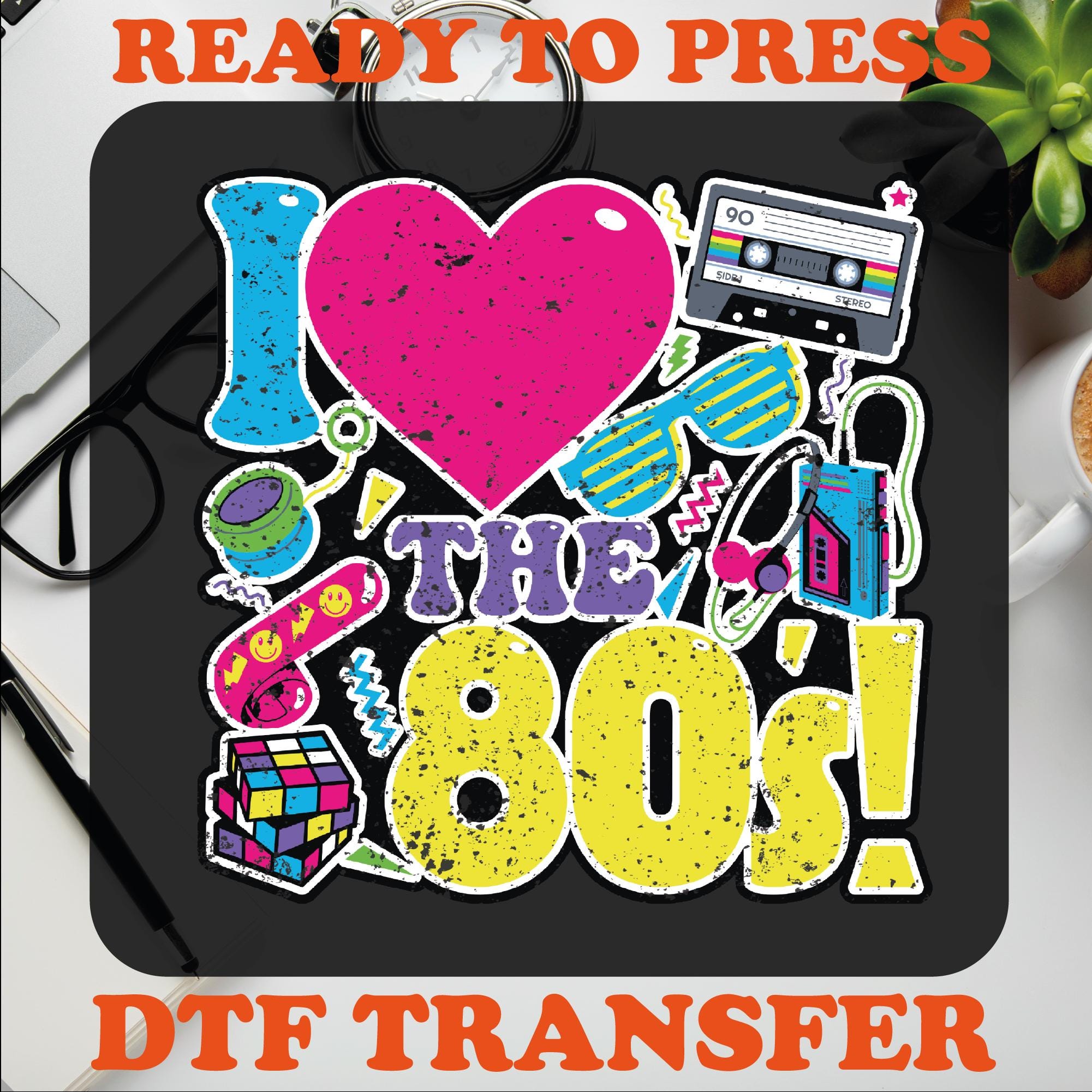 Retro I Love 80s DTF Heat Transfer: Music Shirt Design