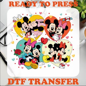 Mickey Minnie Valentines Day Dtf Transfer, Disney Valentine&#39;s Day Ready To Press, Disneyland Dtf, Disney Castle Mickey and Minnie Love Dtf