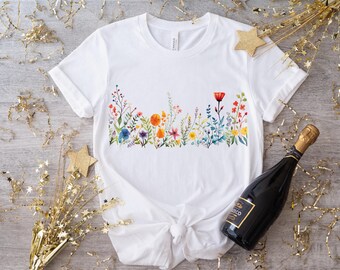 Wildflower DTF Transfer: Boho Retro Flowers, Ready to Press