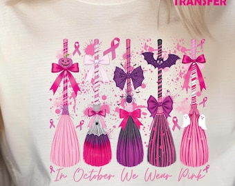 Breast Cancer Awareness Heat Transfer: Halloween Witches DTF