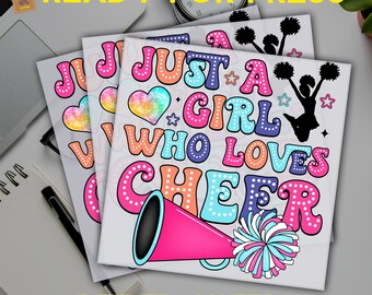 Just A Girl Who Loves Cheer DTF Transfer, Retro Dalmatian Print