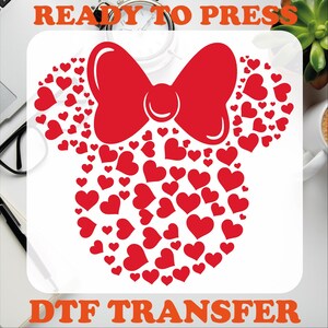 Red Heart Mickey and Minnie Couple Ready To Press, Valentine 2025 Dtf Transfer, Mickey And Minnie Valentine&#39;s Day Heat Press, Disney Love