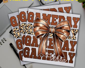 Coquette Football Bow DTF, Game Day Ready to Press Heat Transfer