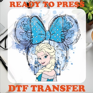 Watercolor Elsa Disney Princess DTF Heat Transfer, Ready To Press