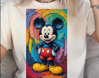 Rainbow Mickey Mouse DTF Heat Transfer, Disneyland Ready To Press Design