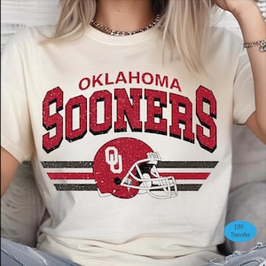 Oklahoma Footbal DTF: Vintage Style Heat Transfer, Oklahoma Football Ready To Press