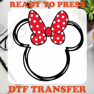 Disney Minnie Dtf, Minnie Dtf Transfer, Disney Ready To Press, Disney Trip, Heat Press Transfer, Disney Silhouette Dtf, Bow Dtf