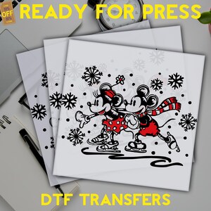 Christmas Mickey and Minnie Ready To Press, Disney DTF Transfer, Mickey and Minnie Christmas Heat Transfer, WDW Disneyland Transfer,