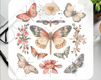 Boho Butterfly DTF Transfer: Cottagecore Floral Heat Press