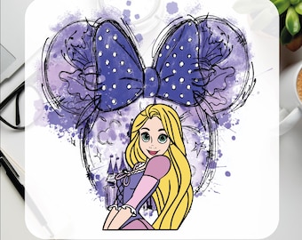 Watercolor Rapunzel DTF Transfer, Disney Princess Ready To Press